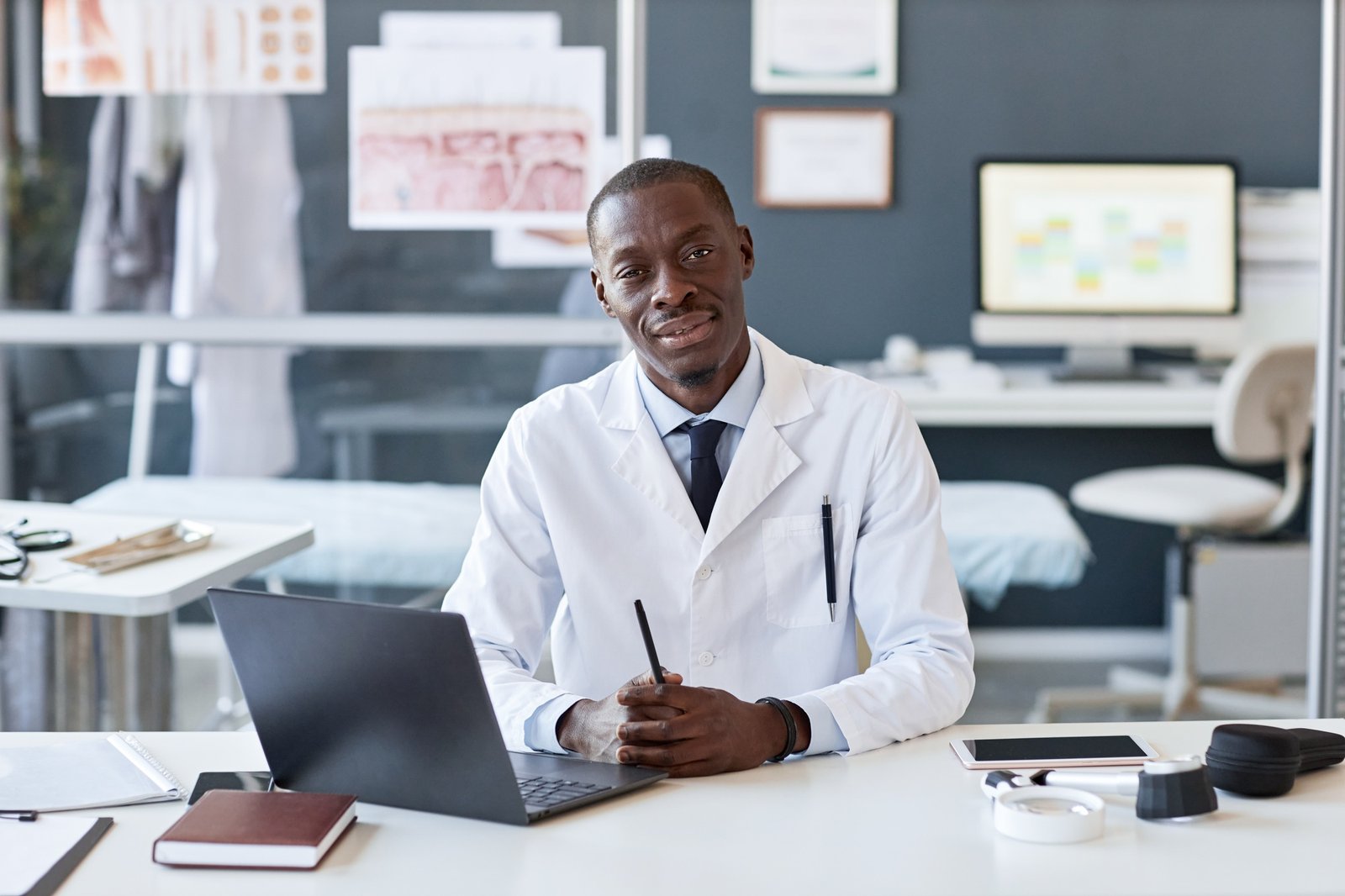 Friendly Black Doctor at Workplace